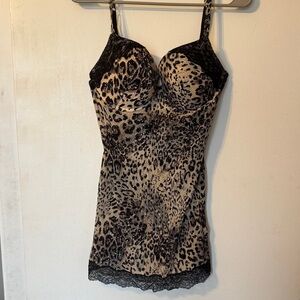 Victoria's Secret Animal Print Chemise with Black Lace